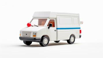 Displaying a 3D miniature Postal Van. Generative AI photo