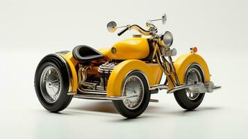 Displaying a 3D miniature Motorcycle Sidecar. Generative AI photo