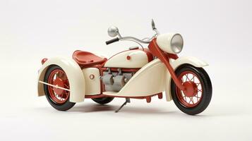 Displaying a 3D miniature Motorcycle Sidecar. Generative AI photo