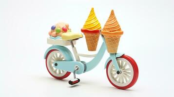 Displaying a 3D miniature Ice Cream Bike. Generative AI photo