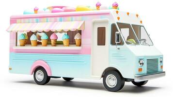 Displaying a 3D miniature Ice Cream Truck. Generative AI photo