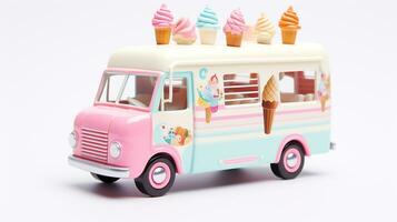 Displaying a 3D miniature Ice Cream Truck. Generative AI photo