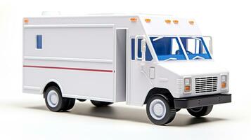 mostrando un 3d miniatura correo camión. generativo ai foto