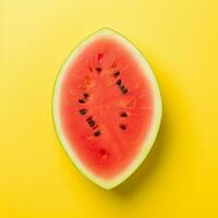 Watermelon slice on yellow photo