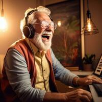 Elderly man listening silently photo