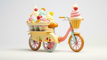 Displaying a 3D miniature Ice Cream Bike. Generative AI photo