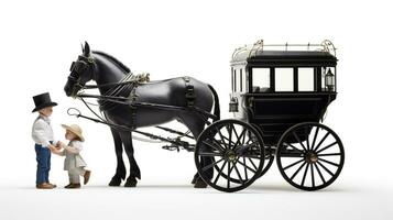 Displaying a 3D miniature Horse and Carriage. Generative AI photo