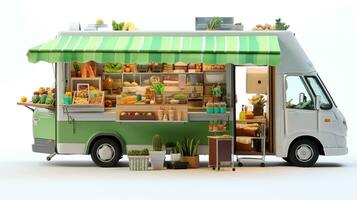 Displaying a 3D miniature Food Truck. Generative AI photo