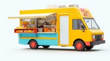 Displaying a 3D miniature Food Truck. Generative AI photo