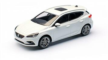Displaying a 3D miniature Hatchback car. Generative AI photo