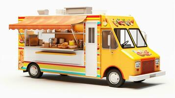 Displaying a 3D miniature Food Truck. Generative AI photo