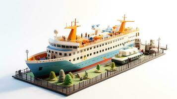 Displaying a 3D miniature Ferry. Generative AI photo