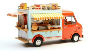 Displaying a 3D miniature Food Truck. Generative AI photo