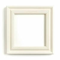 Empty vintage white wood square frame isolated on white background for wall art mockup, generative ai photo