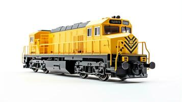 mostrando un 3d miniatura diesel locomotora. generativo ai foto