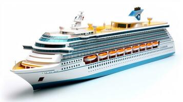 Displaying a 3D miniature Cruise Ship. Generative AI photo