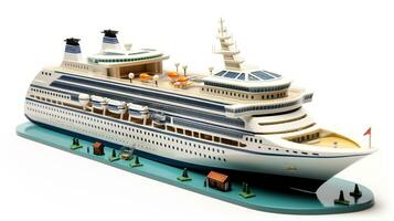 Displaying a 3D miniature Cruise Ship. Generative AI photo