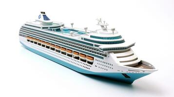 Displaying a 3D miniature Cruise Ship. Generative AI photo