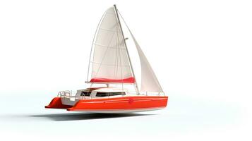 mostrando un 3d miniatura catamarán. generativo ai foto