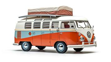 Displaying a 3D miniature Camper Van. Generative AI photo