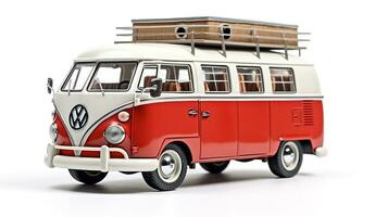 Displaying a 3D miniature Camper Van. Generative AI photo