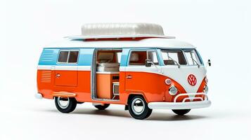 Displaying a 3D miniature Camper Van. Generative AI photo