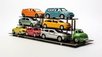 Displaying a 3D miniature Car Carrier. Generative AI photo