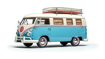 Displaying a 3D miniature Camper Van. Generative AI photo