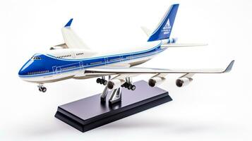 Displaying a 3D miniature Boeing 747. Generative AI photo