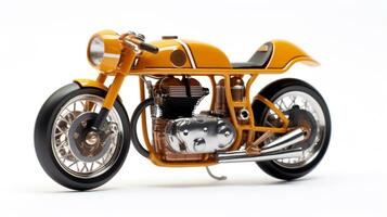 Displaying a 3D miniature Cafe Racer Motorcycle. Generative AI photo