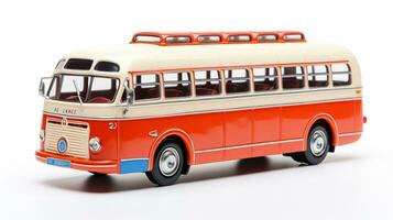 mostrando un 3d miniatura autobús. generativo ai foto