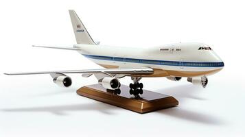 mostrando un 3d miniatura boeing 747. generativo ai foto