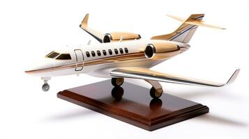 Displaying a 3D miniature Business Jet. Generative AI photo