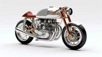 Displaying a 3D miniature Cafe Racer Motorcycle. Generative AI photo