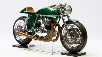 Displaying a 3D miniature Cafe Racer Motorcycle. Generative AI photo