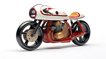 Displaying a 3D miniature Cafe Racer Motorcycle. Generative AI photo