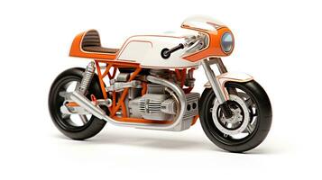 Displaying a 3D miniature Cafe Racer Motorcycle. Generative AI photo