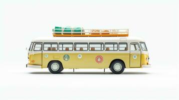 mostrando un 3d miniatura autobús. generativo ai foto