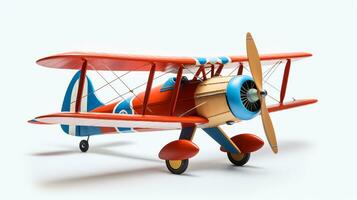 Displaying a 3D miniature Biplane. Generative AI photo