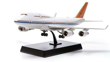 Displaying a 3D miniature Boeing 747. Generative AI photo