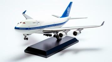 Displaying a 3D miniature Boeing 747. Generative AI photo