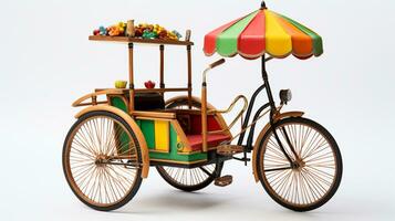 Displaying a 3D miniature Bicycle Rickshaw. Generative AI photo