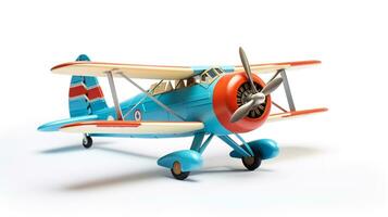 mostrando un 3d miniatura avión. generativo ai foto
