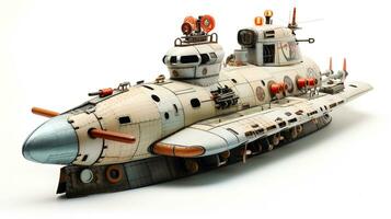 Displaying a 3D miniature Attack Submarine. Generative AI photo