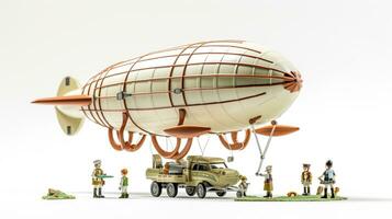 Displaying a 3D miniature Airship. Generative AI photo