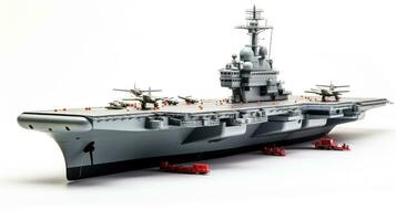 Displaying a 3D miniature Aircraft Carrier. Generative AI photo