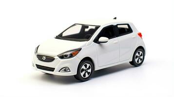 Displaying a 3D miniature Hatchback car. Generative AI photo