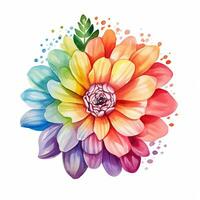 Bright colorful watercolor flower, abstract plant, clipart on a white background. Generative AI photo