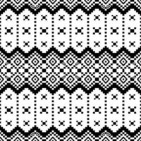Geometric seamless ethnic pixel pattern in black and white color. Native style. Print template for textile design with tribal motif. vector