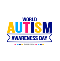 World autism awareness day typography transparent deisgn template celebrated in 2 April. use to background, banner, card, greeting card, poster, book cover, placard, photo frame, social media post png